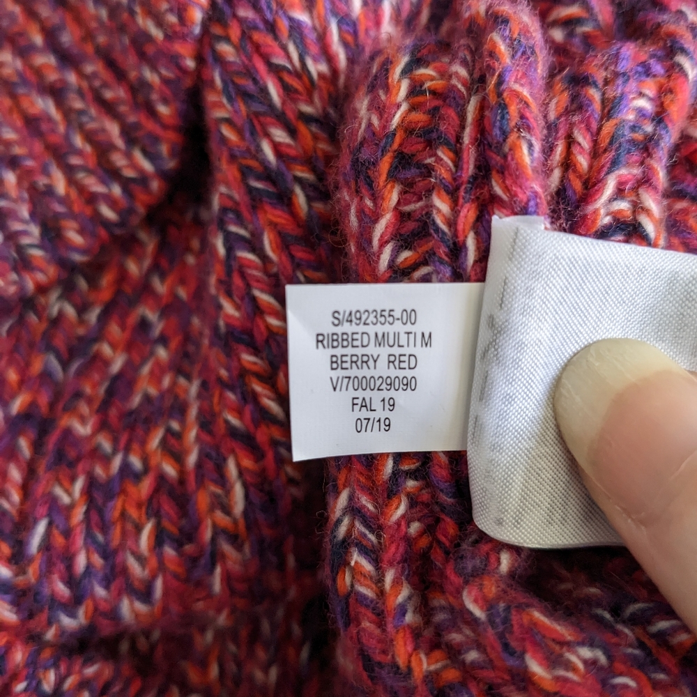 🍁 EUC Banana Republic Wool Cashmere Blend Ribbed Sweater in Berry, Size L - Picture 11 of 11